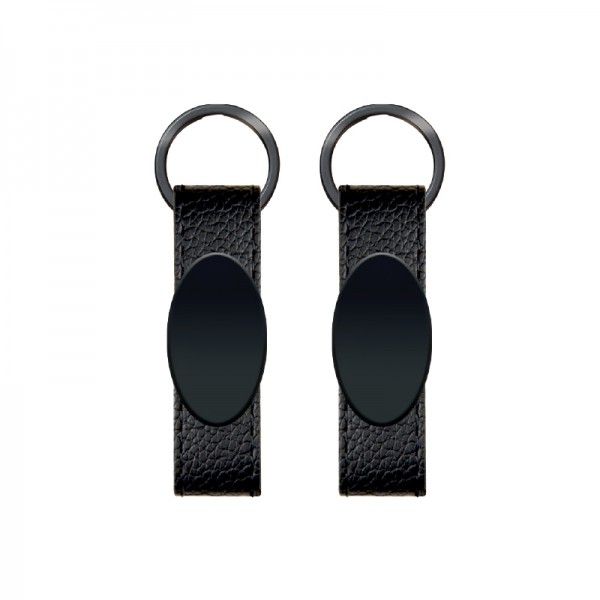 A2-21766 2403 Siyah Metal Suni̇ Deri̇ Anahtarlık