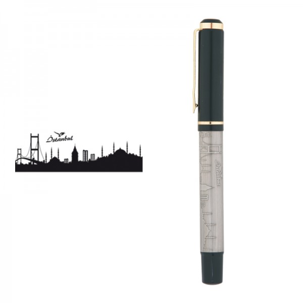 A2-18298 661-R İstanbul Kabartma Figürlü Metal Roller Kalem