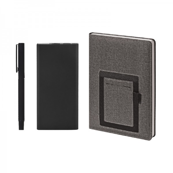A2-23918 5062 Siyah Hediyelik Set - Powerbank - Defter - Kalem Seti