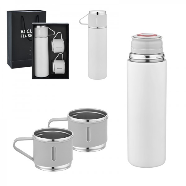 A2-23952 5337 Beyaz Çelik 3'Lü Termos Set / 500 Ml
