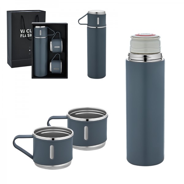 A2-23950 5337 Gri Çelik 3'Lü Termos Set / 500 Ml