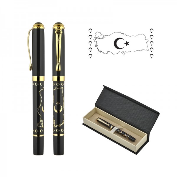 A2-24000 685-KR Türkiye Kabartma Figürlü Metal Roller Kalem Seti