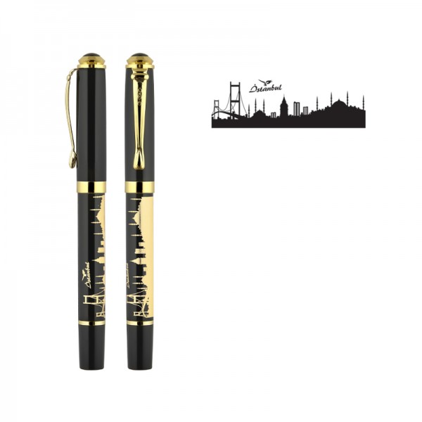 A2-20842 685-R İstanbul Kabartma Figürlü Metal Roller Kalem