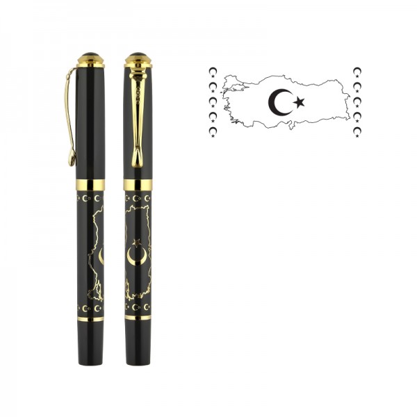 A2-23766 685-R Türkiye Kabartma Figürlü Metal Roller Kalem
