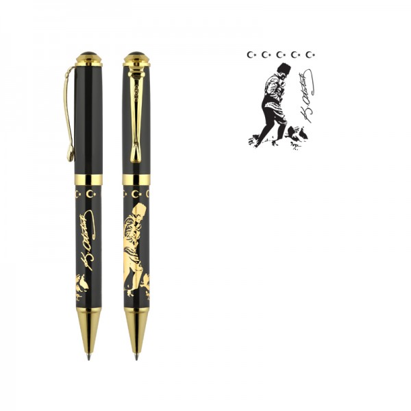 A2-20846 685-T Ata Kabartma Figürlü Metal Tükenmez Kalem