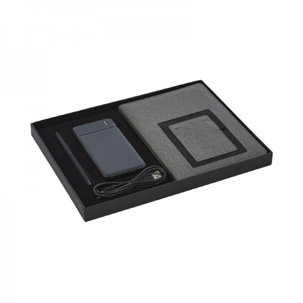 A2-23916 5063 Siyah Hediyelik Set - Powerbank - Defter - Kalem Seti