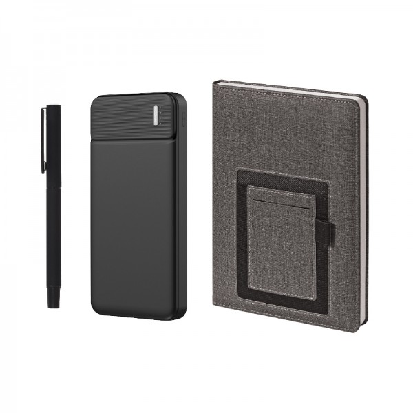 A2-23916 5063 Siyah Hediyelik Set - Powerbank - Defter - Kalem Seti