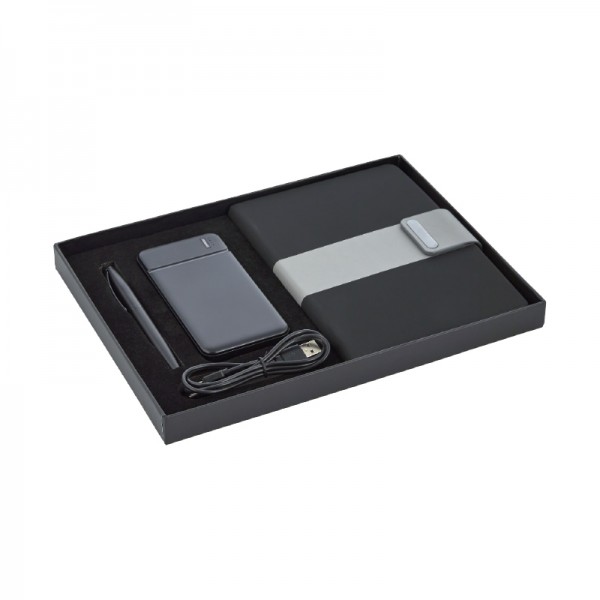 A2-24192 5070 Siyah Hediyelik Set - Powerbank - Defter - Kalem Seti
