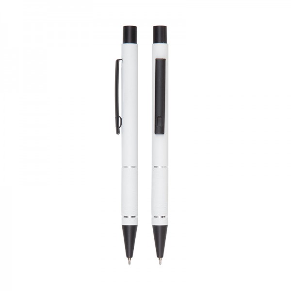 A2-18898 559 Beyaz Metal Tükenmez Kalem Süper Jel Refil