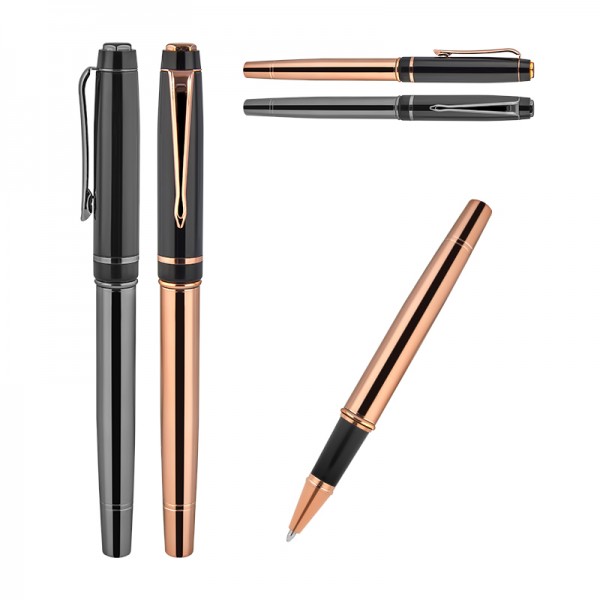A2-24098 1219-R Rose Gold-Siyah Metal Roller Kalem