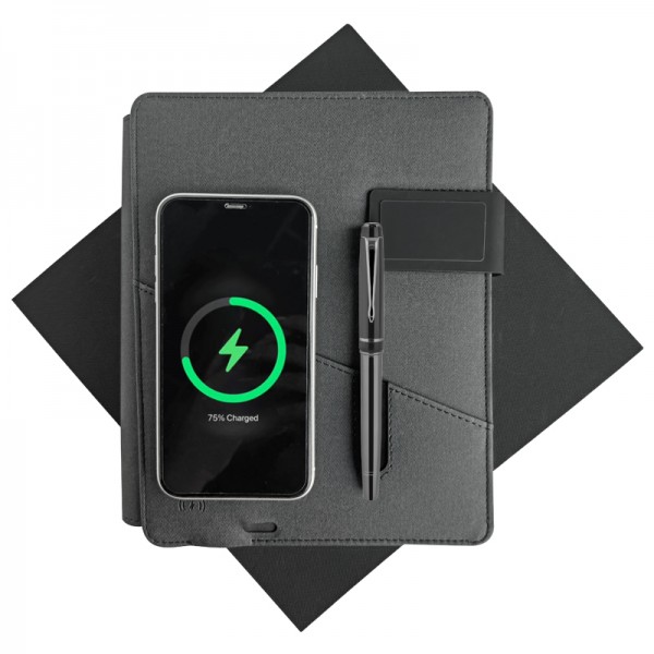 A2-24234 1071 Siyah Premıum Powerbank Organizer Hediyelik Set