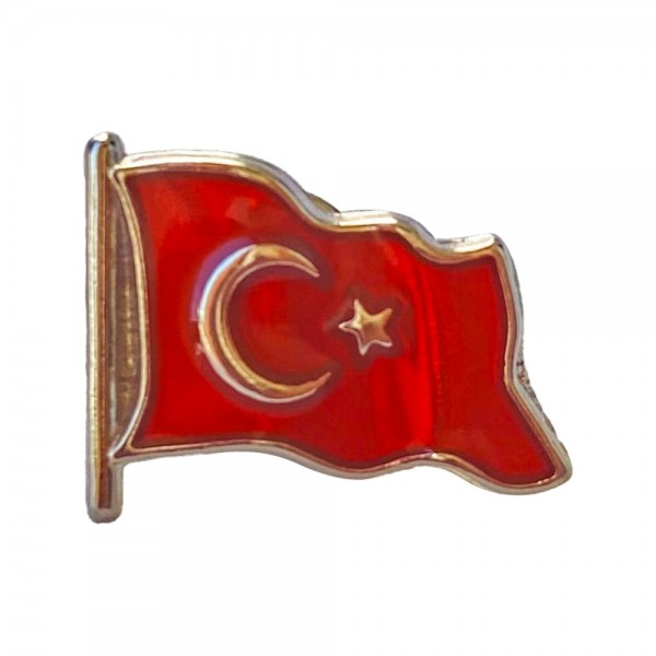 A2-30744 Türk Bayrağı Mineli Yaka Rozeti (İğneli)